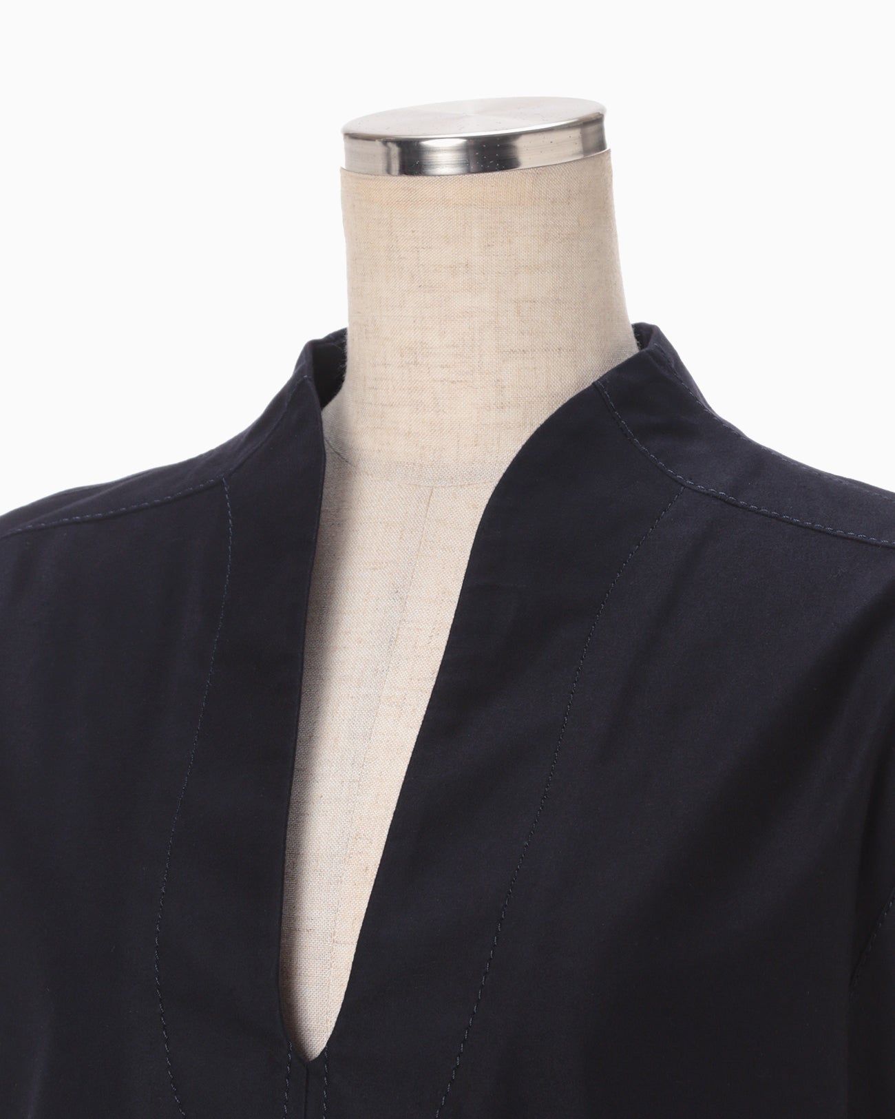 Brushed Cotton Sleeveless V-neck Top - navy