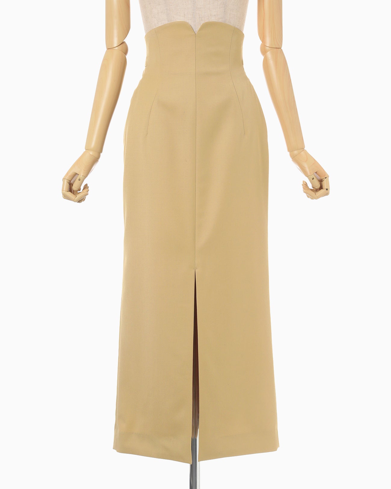 Wool Gabardine High Waisted Skirt - beige