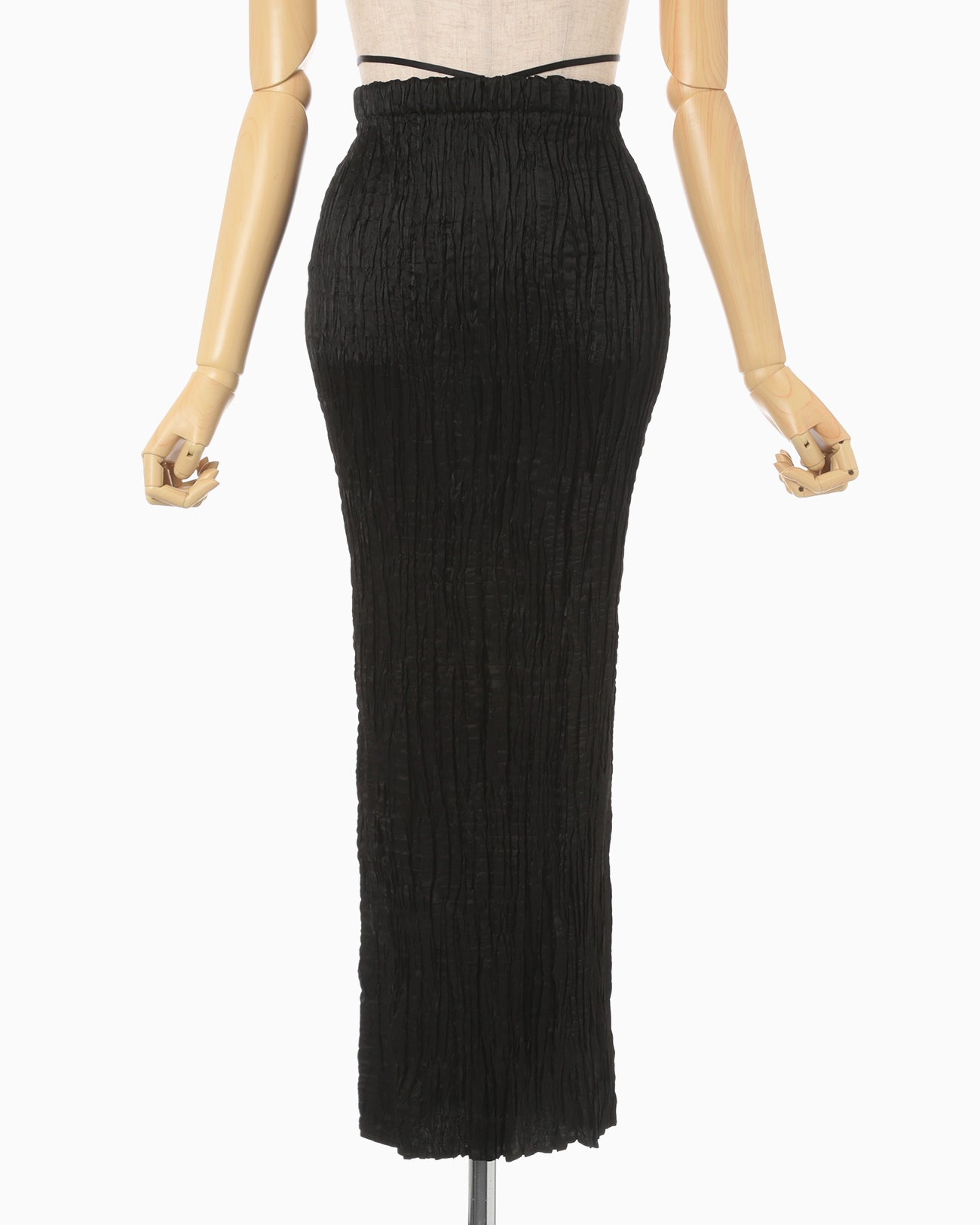 Wrinkle Pleats I-line Skirt - black