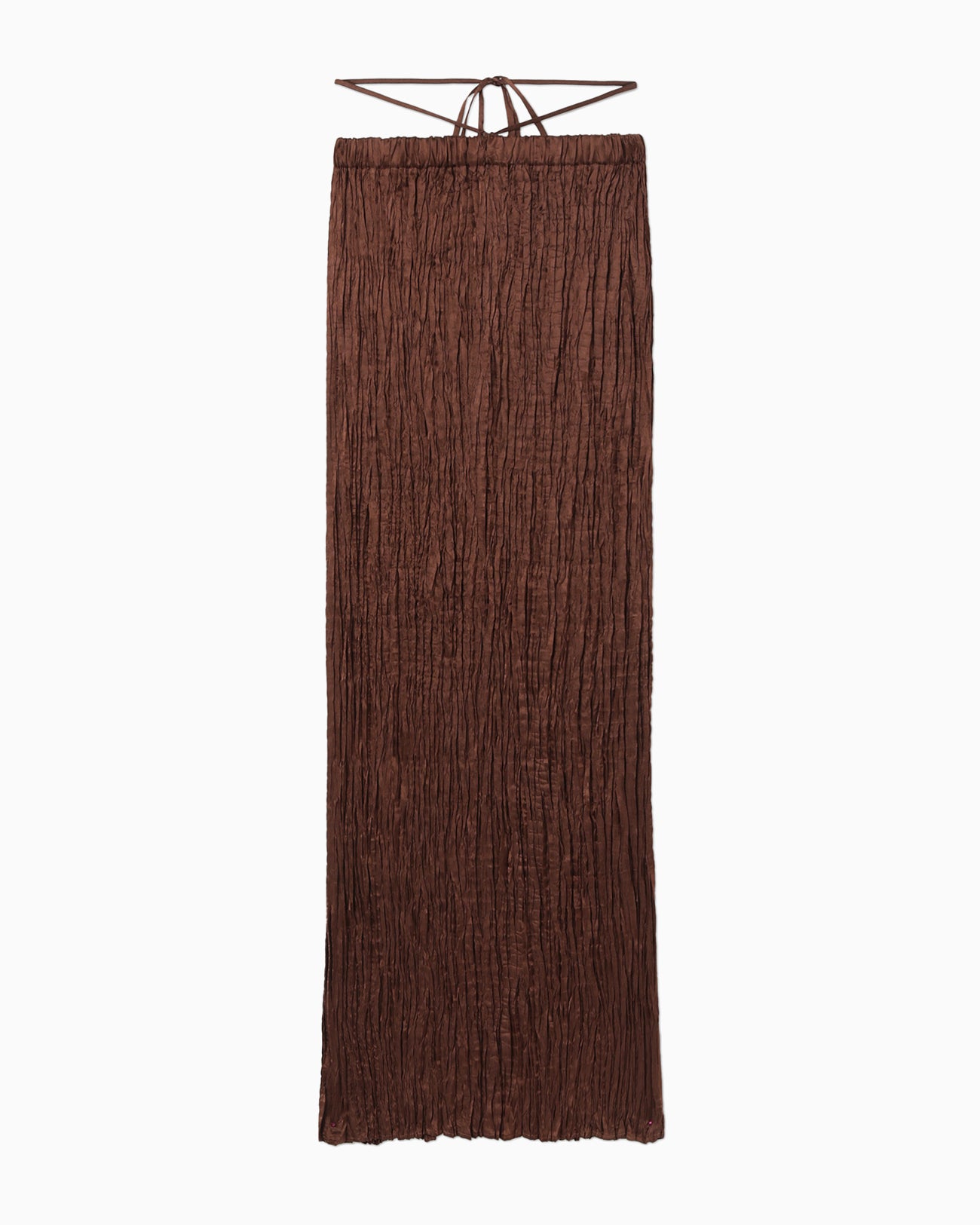 Wrinkle Pleats I-line Skirt - brown