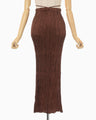 Wrinkle Pleats I-line Skirt - brown