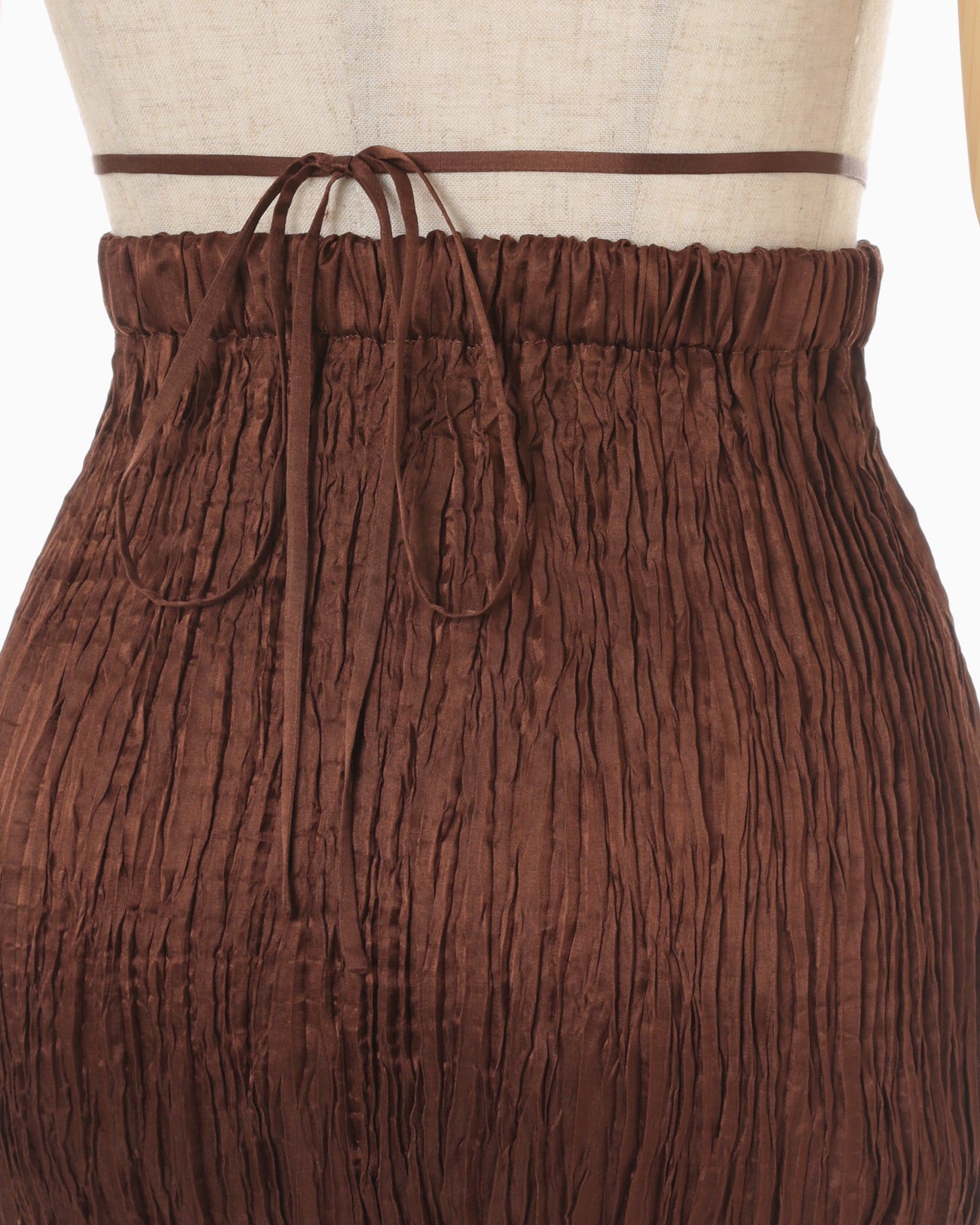 Wrinkle Pleats I-line Skirt - brown