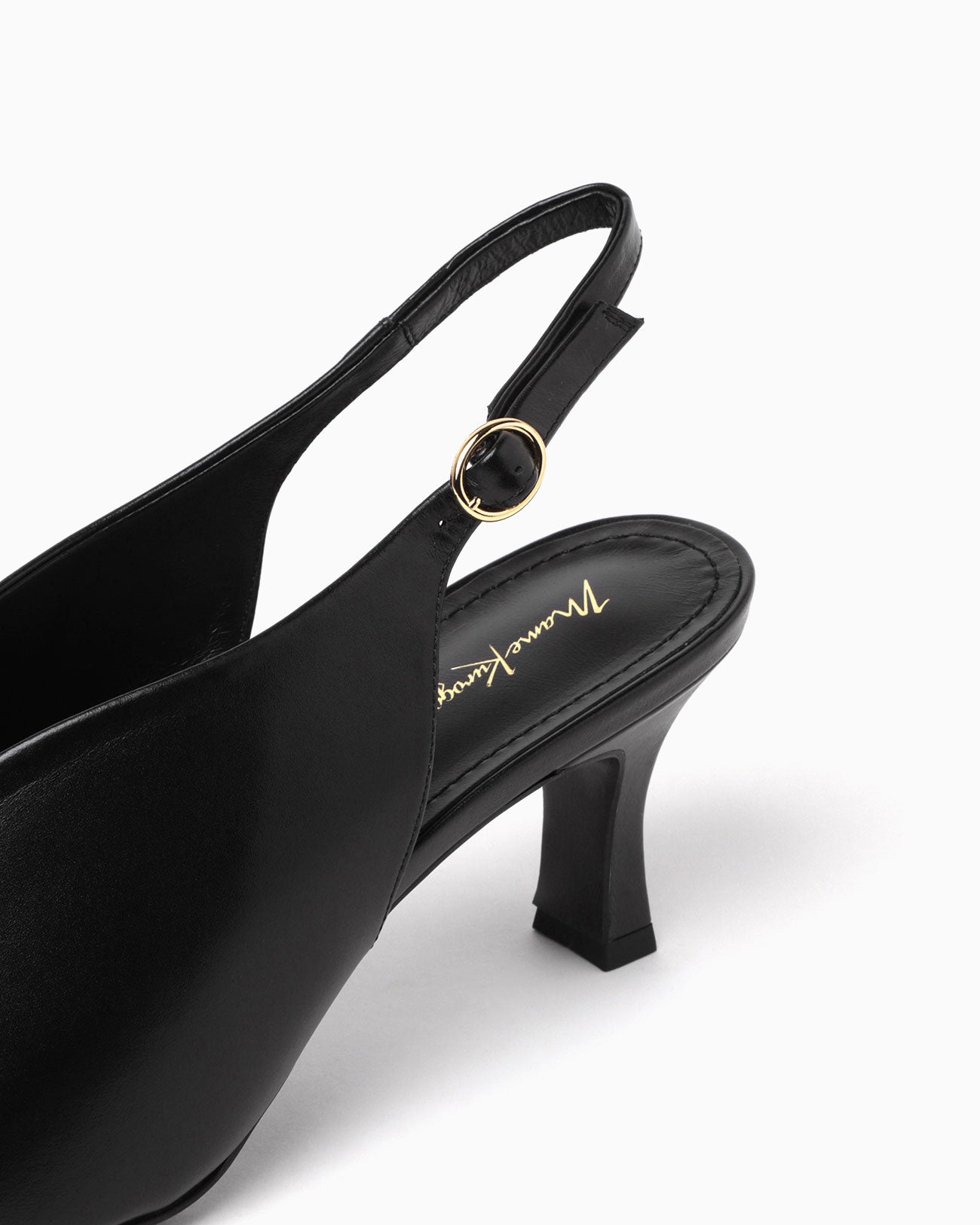 Curved Line Sling Back Heels - black