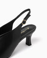 Curved Line Sling Back Heels - black