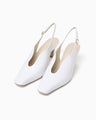 Curved Line Sling Back Heels - white