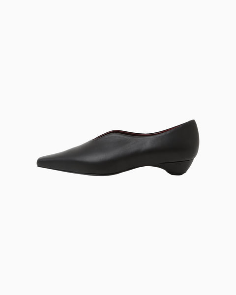 Curved Line Sling Back Calf Heels - black