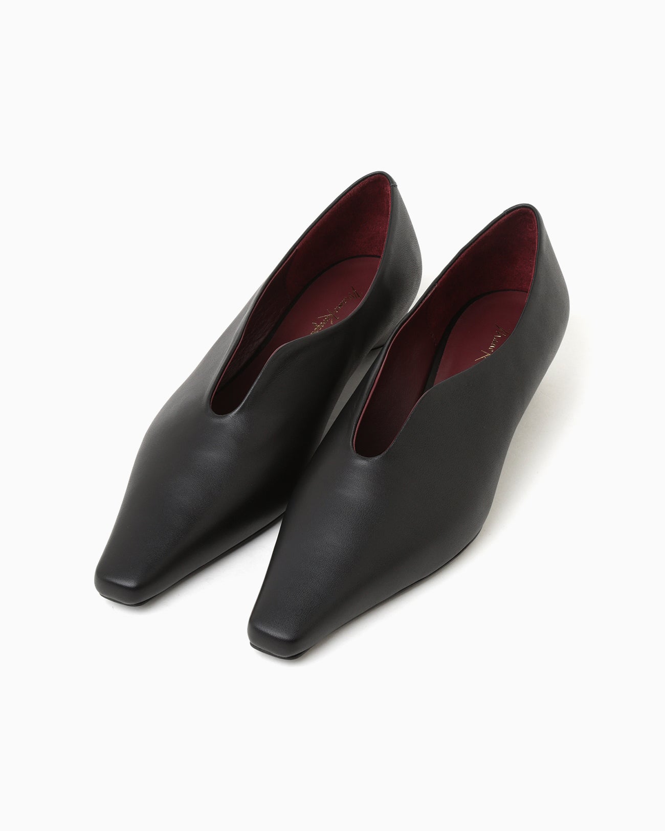 Curved Line Sling Back Calf Heels - black