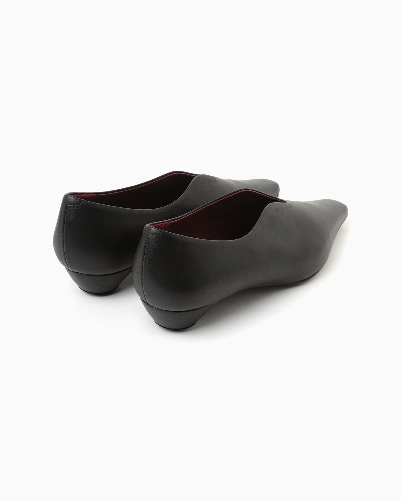 Curved Line Sling Back Calf Heels - black