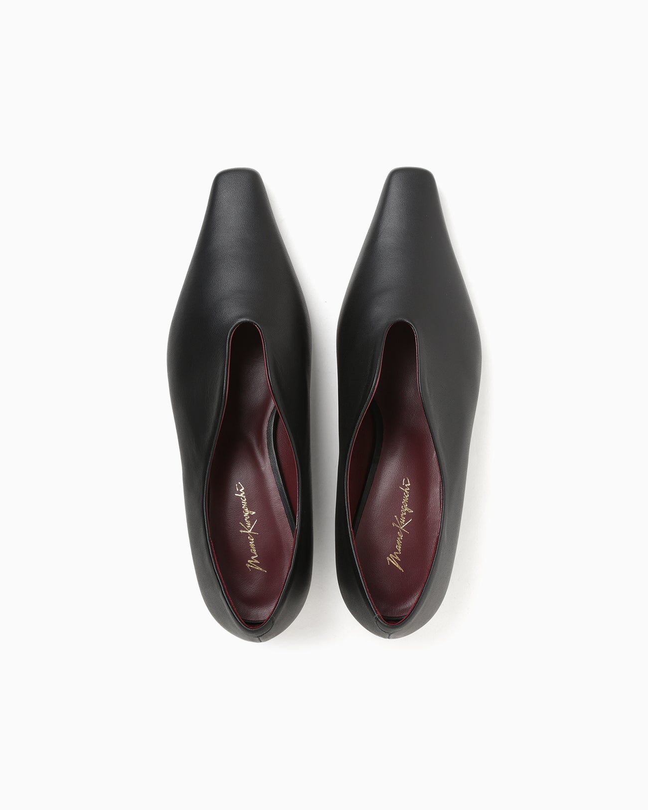Curved Line Sling Back Calf Heels - black