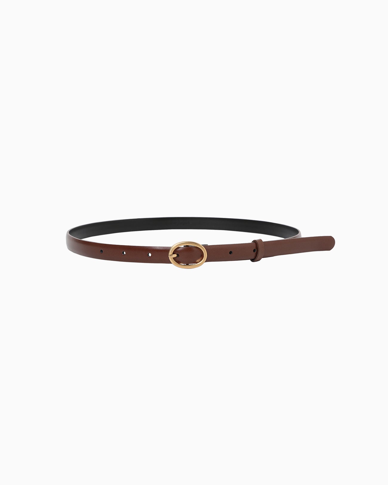 Cow Hide Narrow Belt - brown