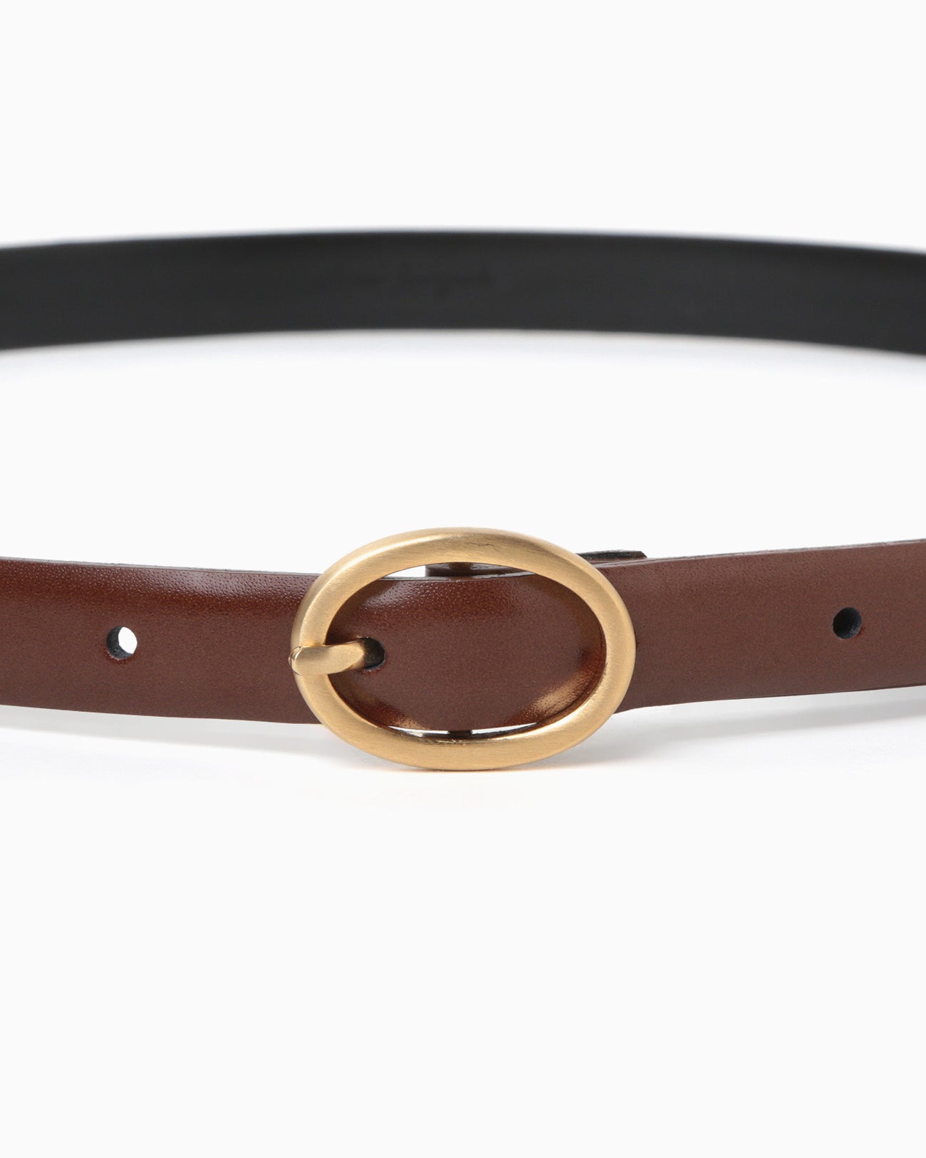 Cow Hide Narrow Belt - brown