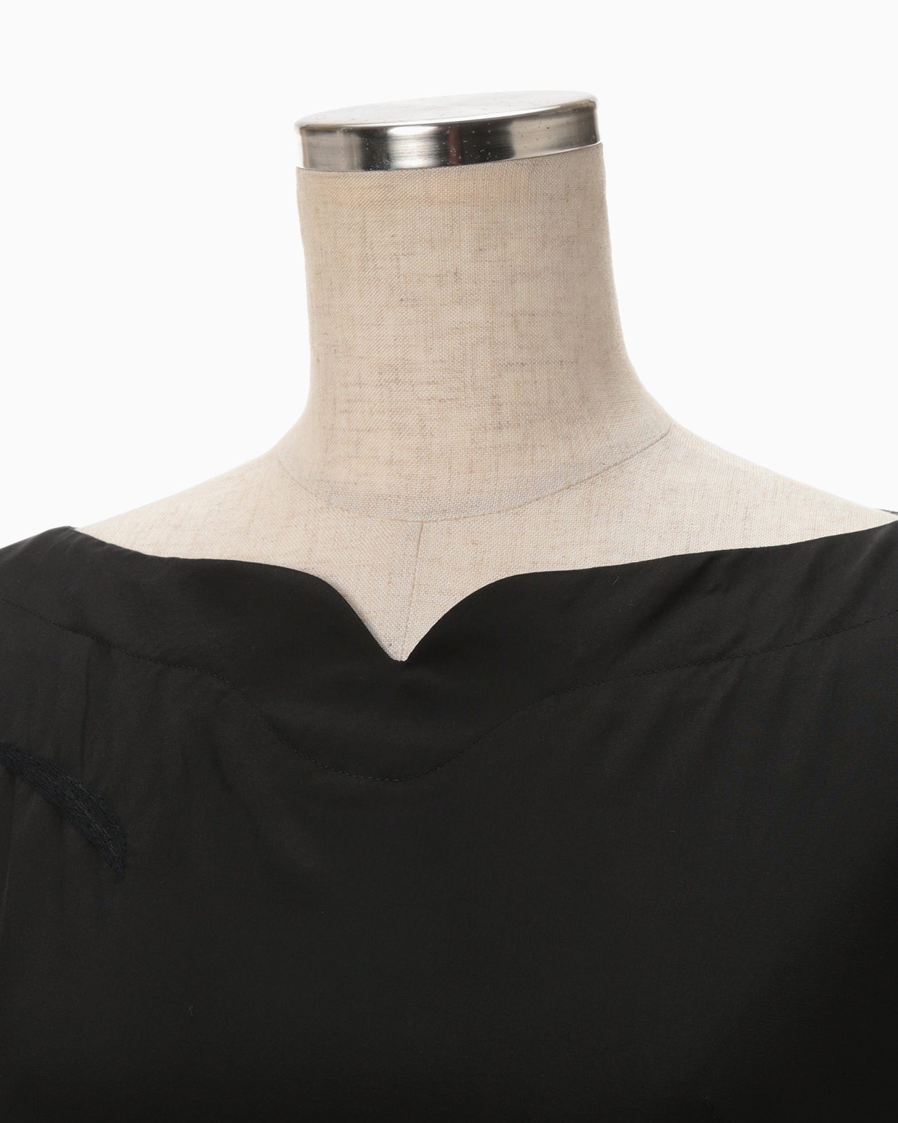 Silk Cupra Floral Embroidery Dress - black