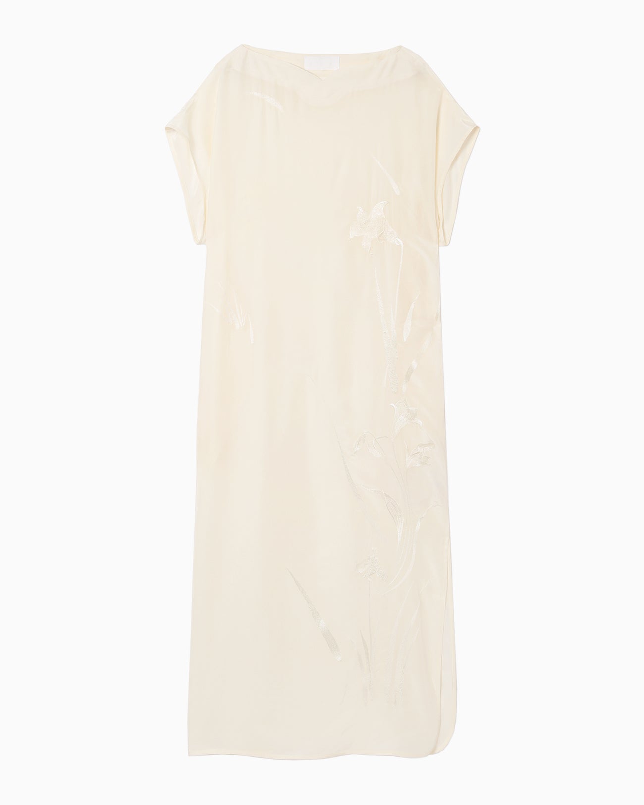 Silk Cupra Floral Embroidery Dress - ecru - Mame Kurogouchi