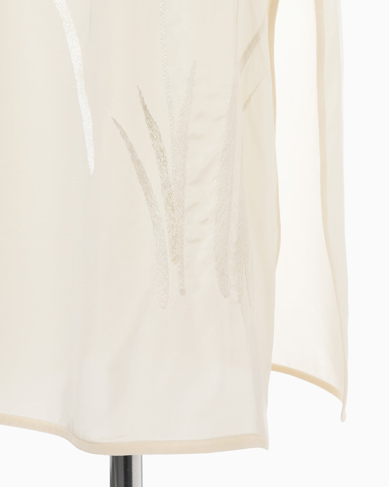 Silk Cupra Floral Embroidery Dress - ecru