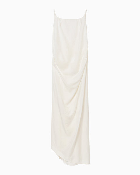 Floral Pattern Silk Rayon Jacquard Camisole Dress - white