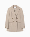 Linen Touch Triacetate Double Breasted Jacket - beige