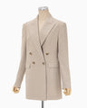 Linen Touch Triacetate Double Breasted Jacket - beige