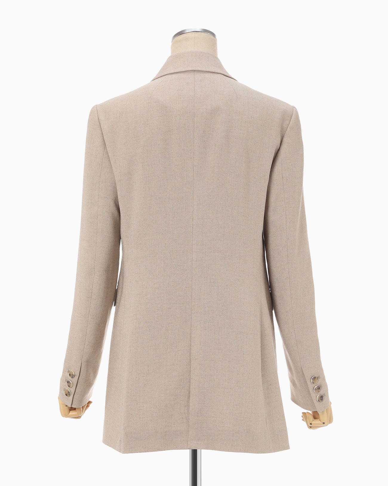 Linen Touch Triacetate Double Breasted Jacket - beige - Mame 