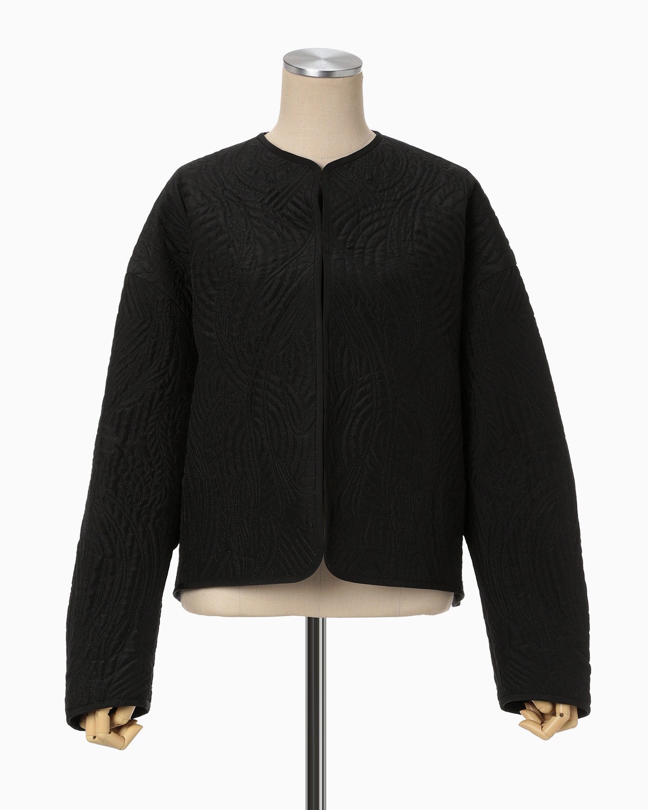 Floral Quilted Silk Jacket - black