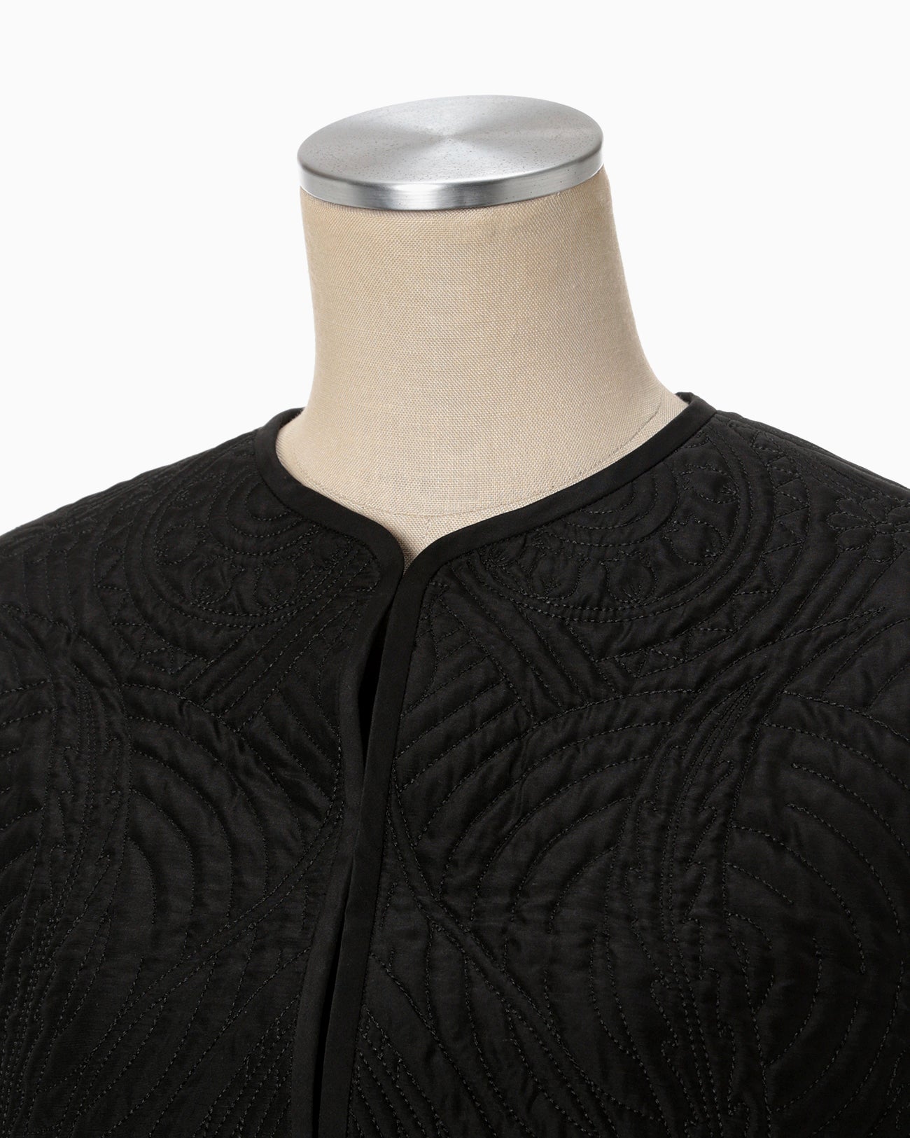 Floral Quilted Silk Jacket - black