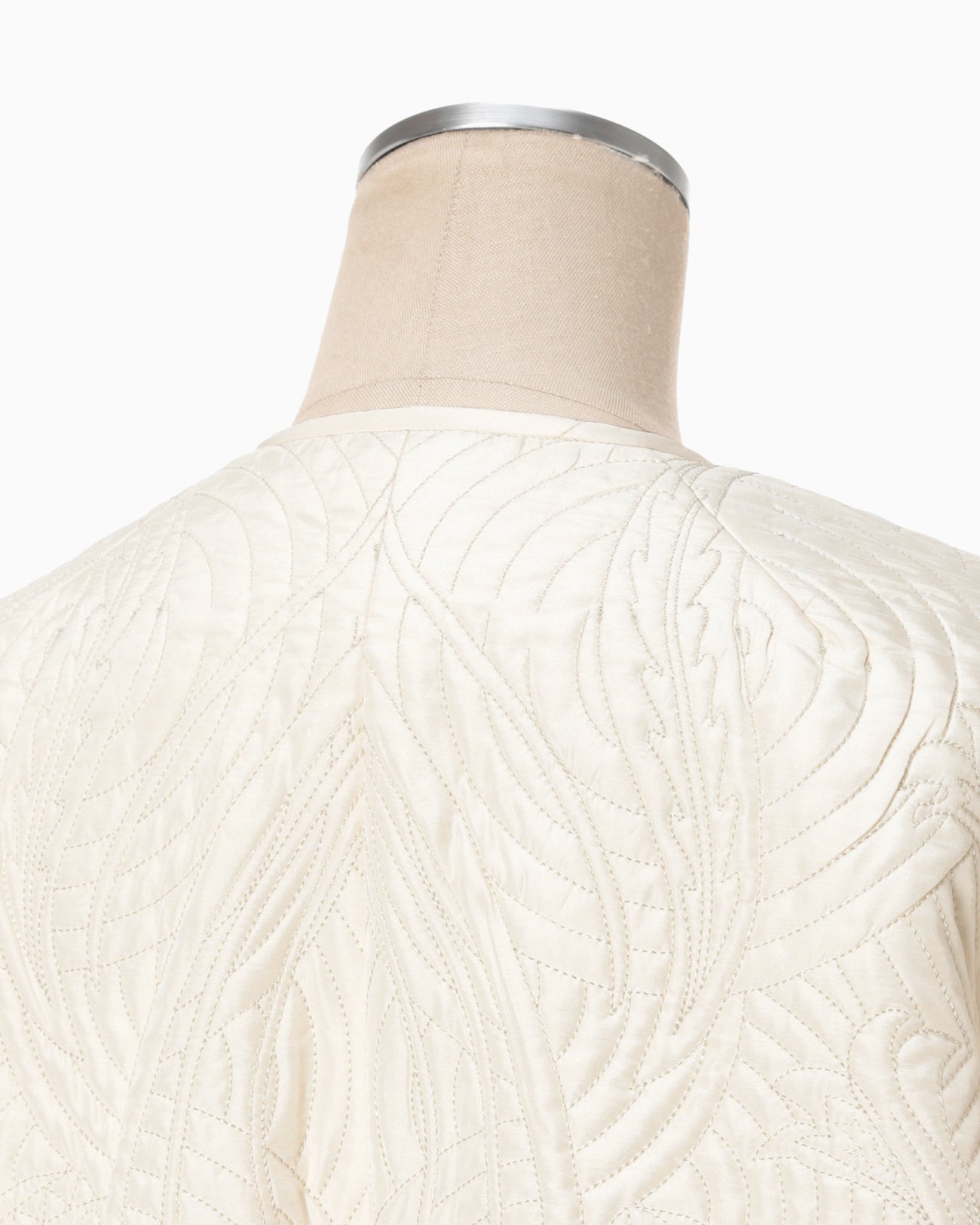 Floral Quilted Silk Jacket - ecru