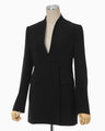 Collarless Double Breasted Suit Jacket - black