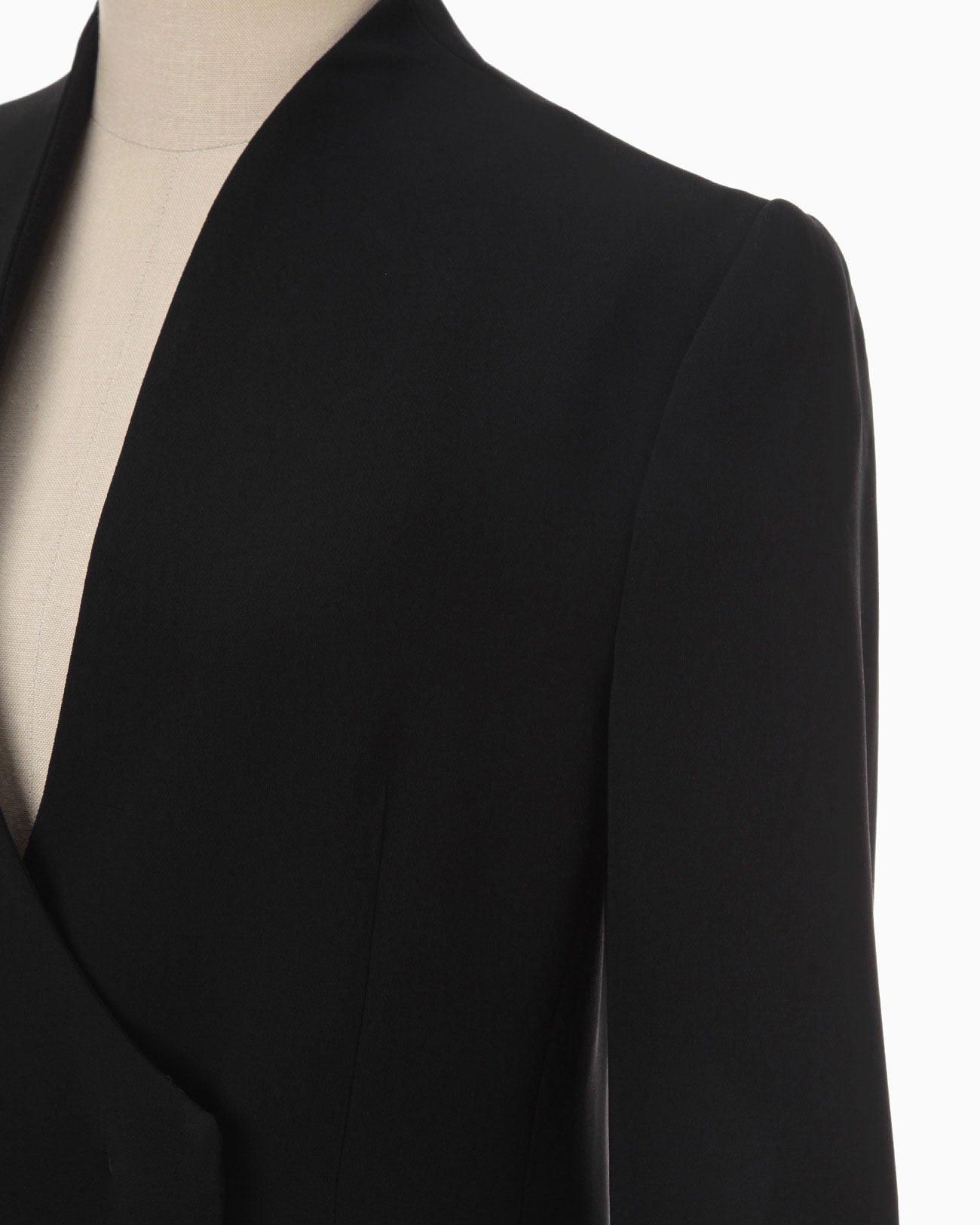 Collarless Double Breasted Suit Jacket - black
