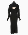 Random Ribbed Organic Cotton 2 way Dress - black