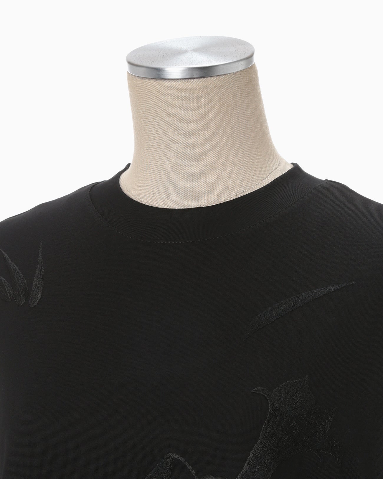 Suvin Cotton Jersey Emboridery Top - black