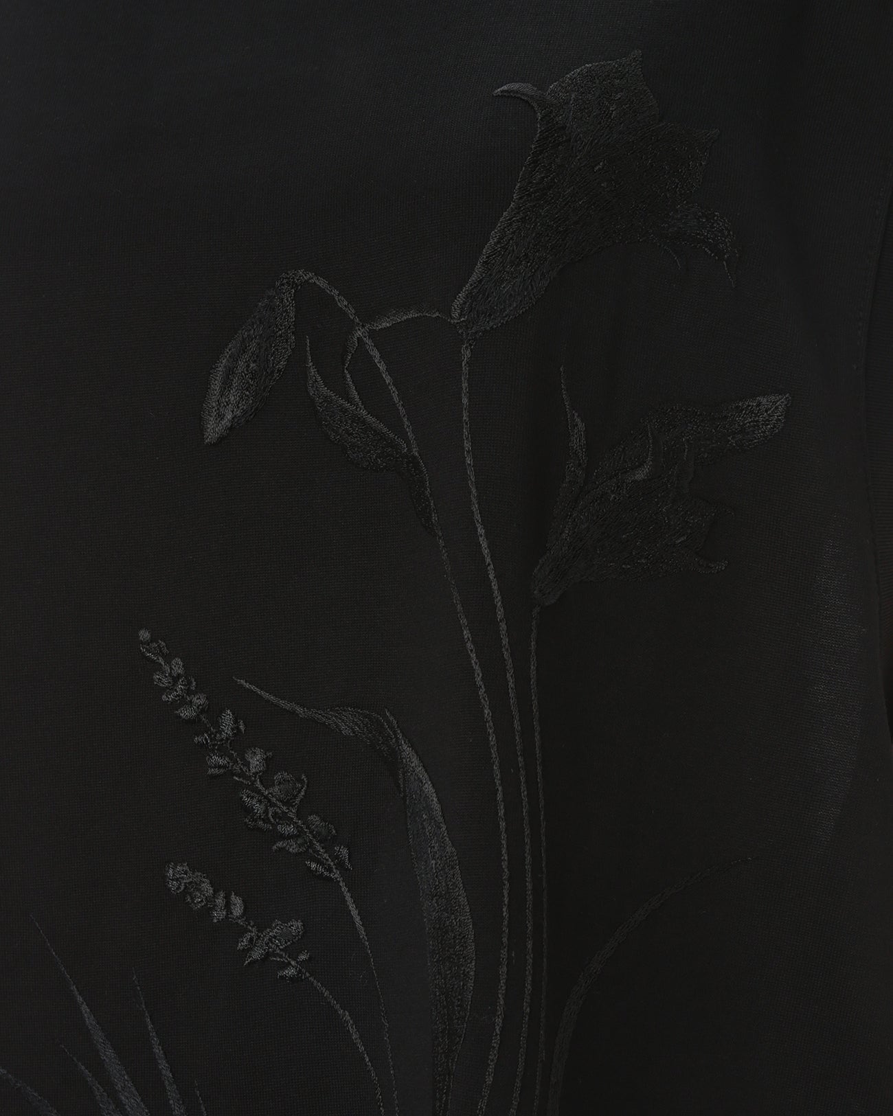 Suvin Cotton Jersey Emboridery Top - black