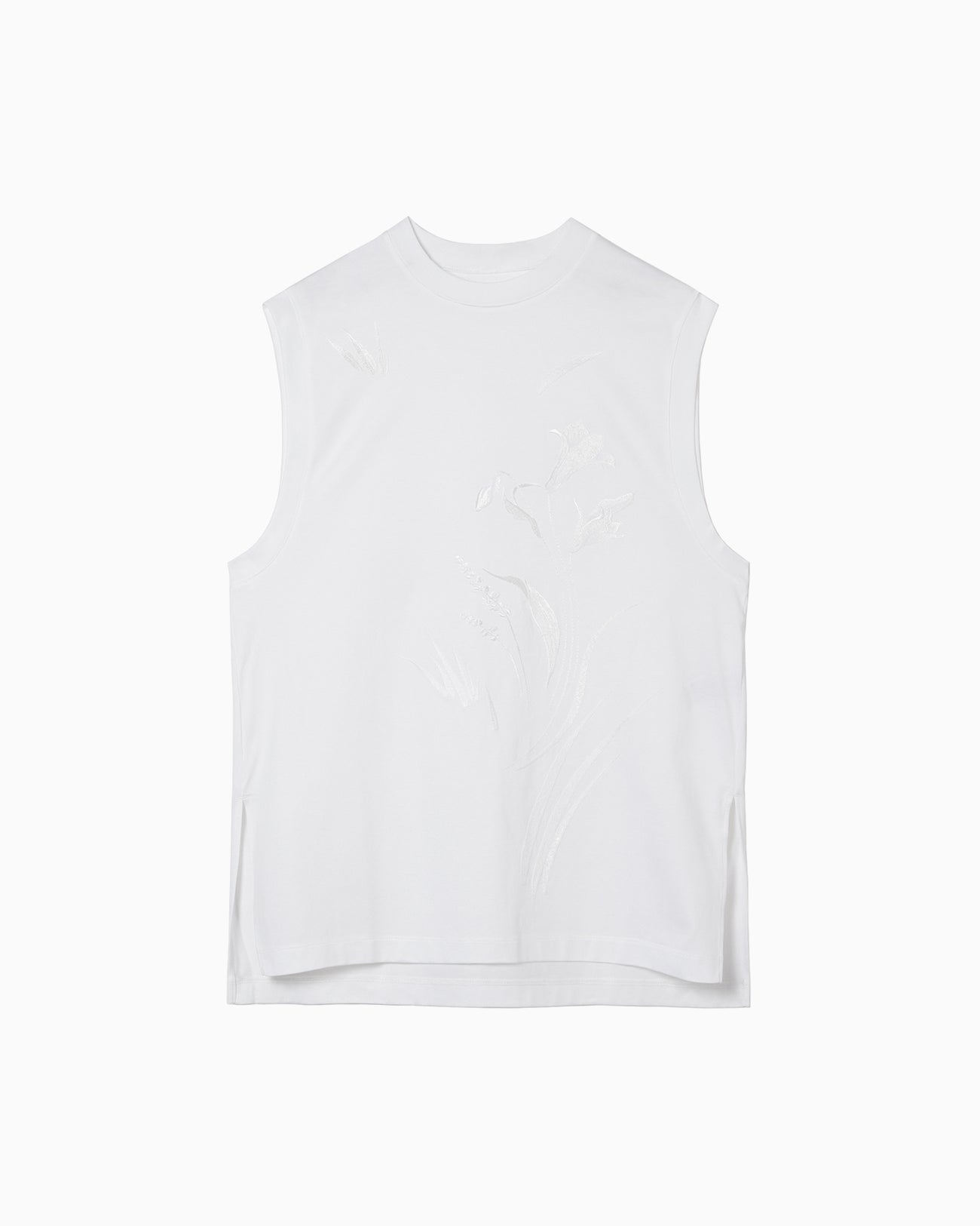 Suvin Cotton Jersey Emboridery Top - white