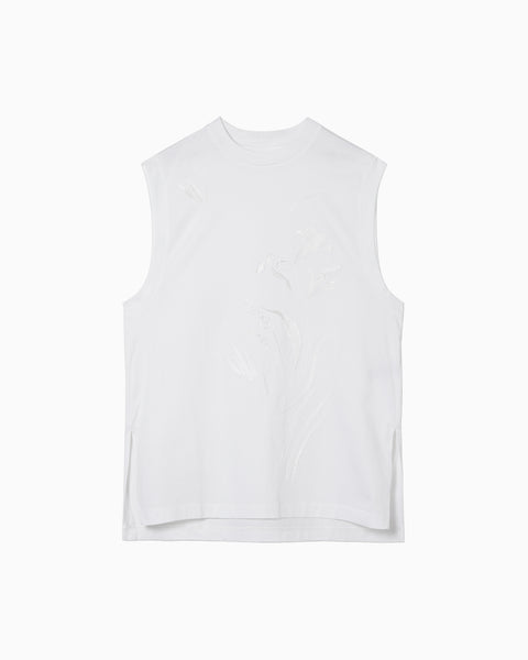 Suvin Cotton Jersey Emboridery Top - white