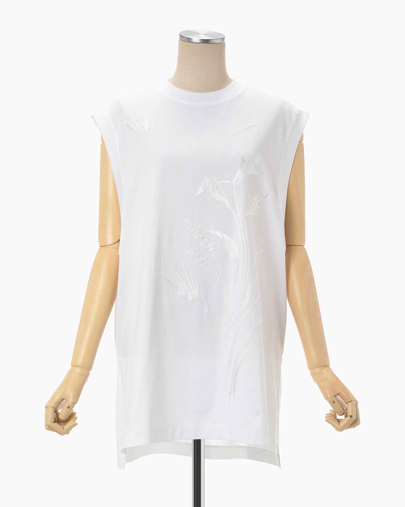 Suvin Cotton Jersey Emboridery Top - white