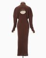 Random Ribbed Organic Cotton 2 way Dress - brown