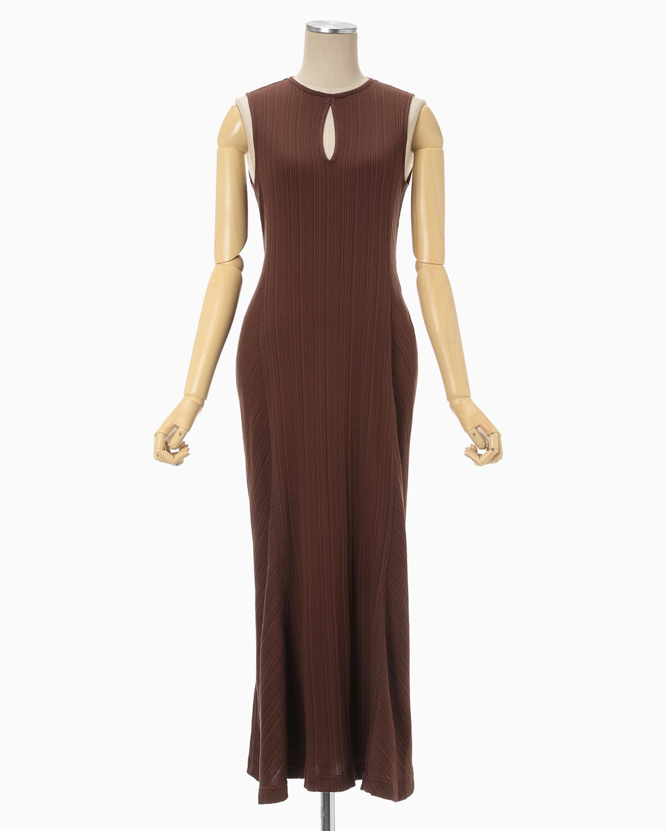 Random Ribbed Organic Cotton 2 way Dress - brown