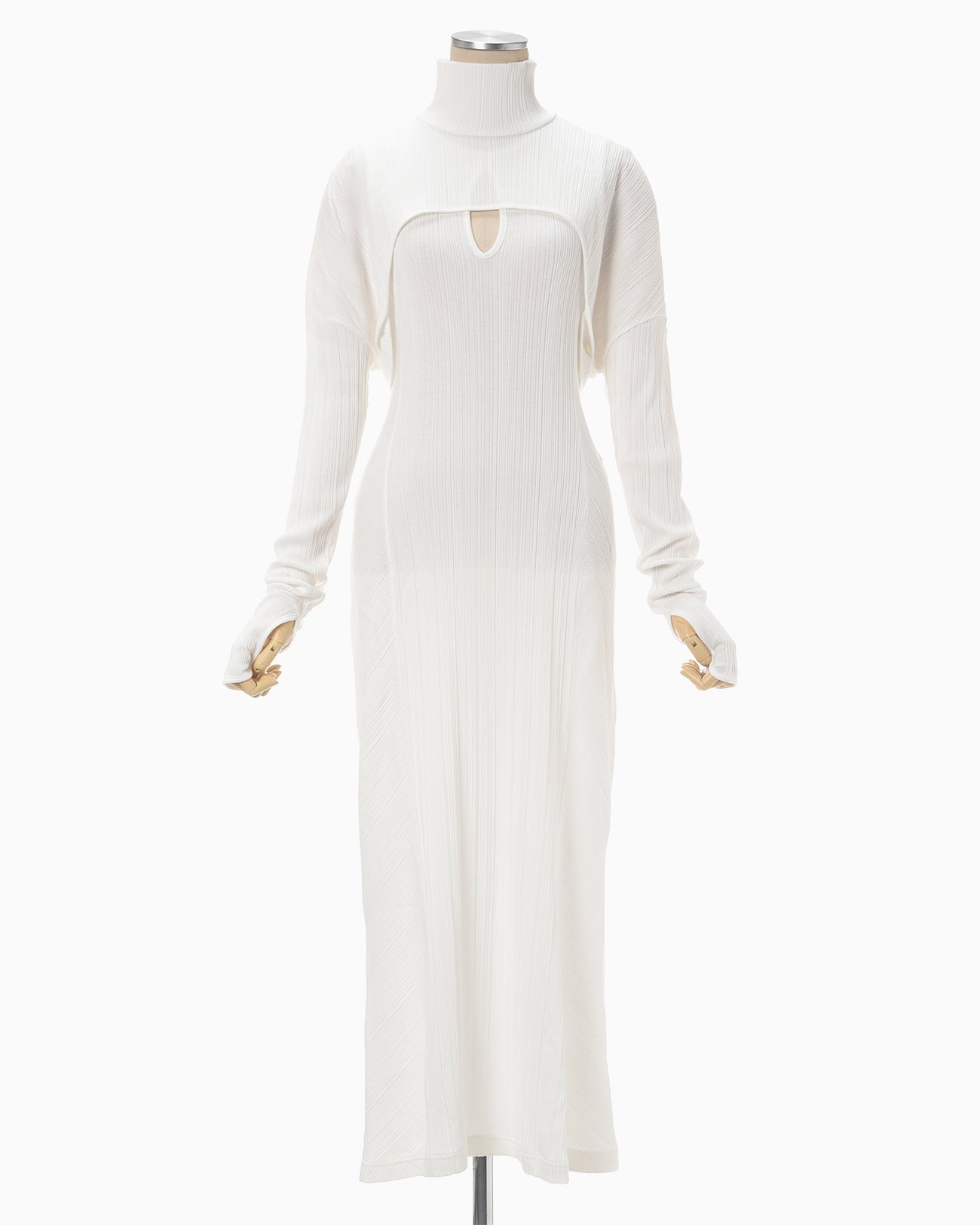 Random Ribbed Organic Cotton 2 way Dress - white