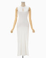 Random Ribbed Organic Cotton 2 way Dress - white