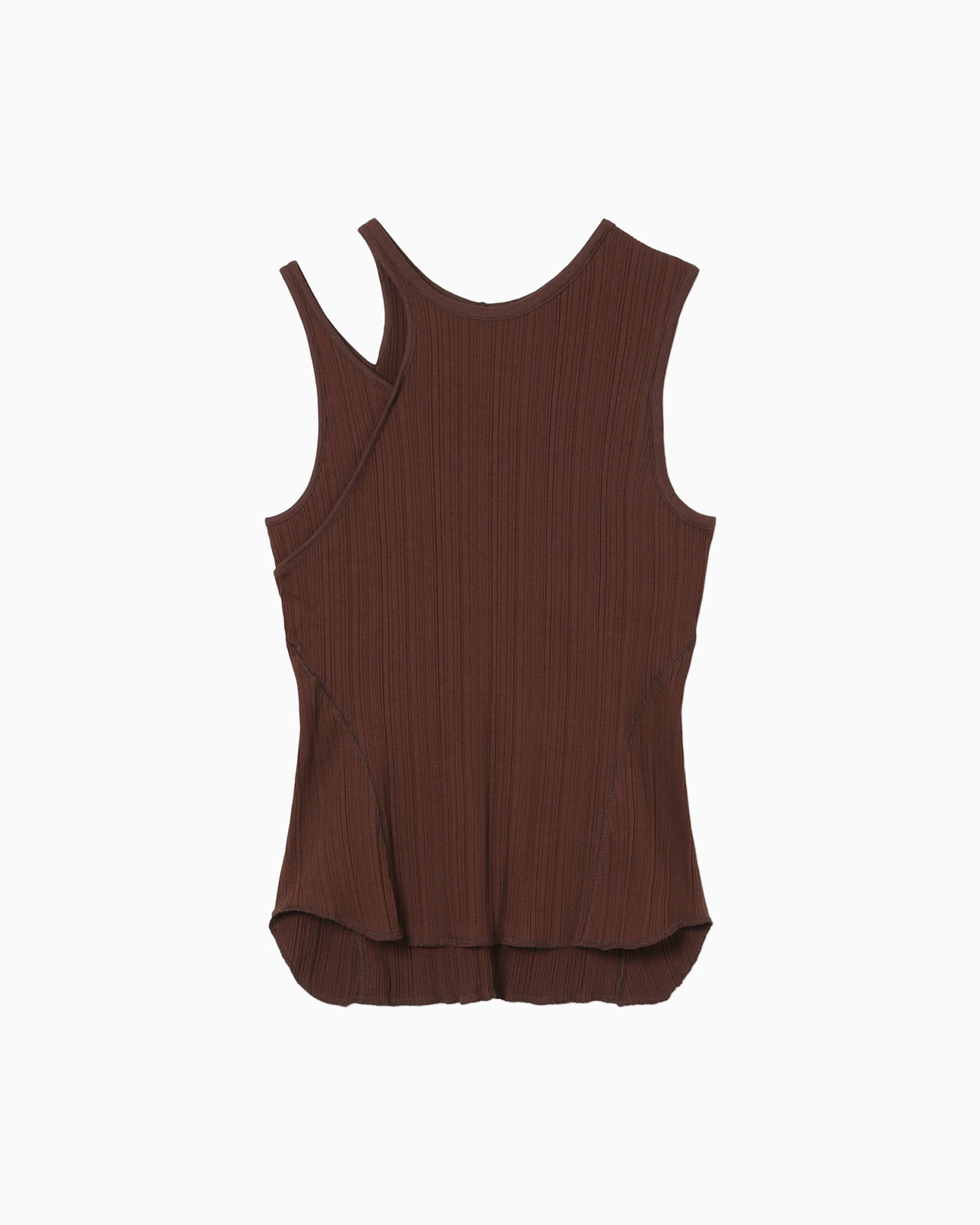 Random Ribbed Organic Cotton Sleeveless Top - brown