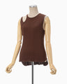 Random Ribbed Organic Cotton Sleeveless Top - brown