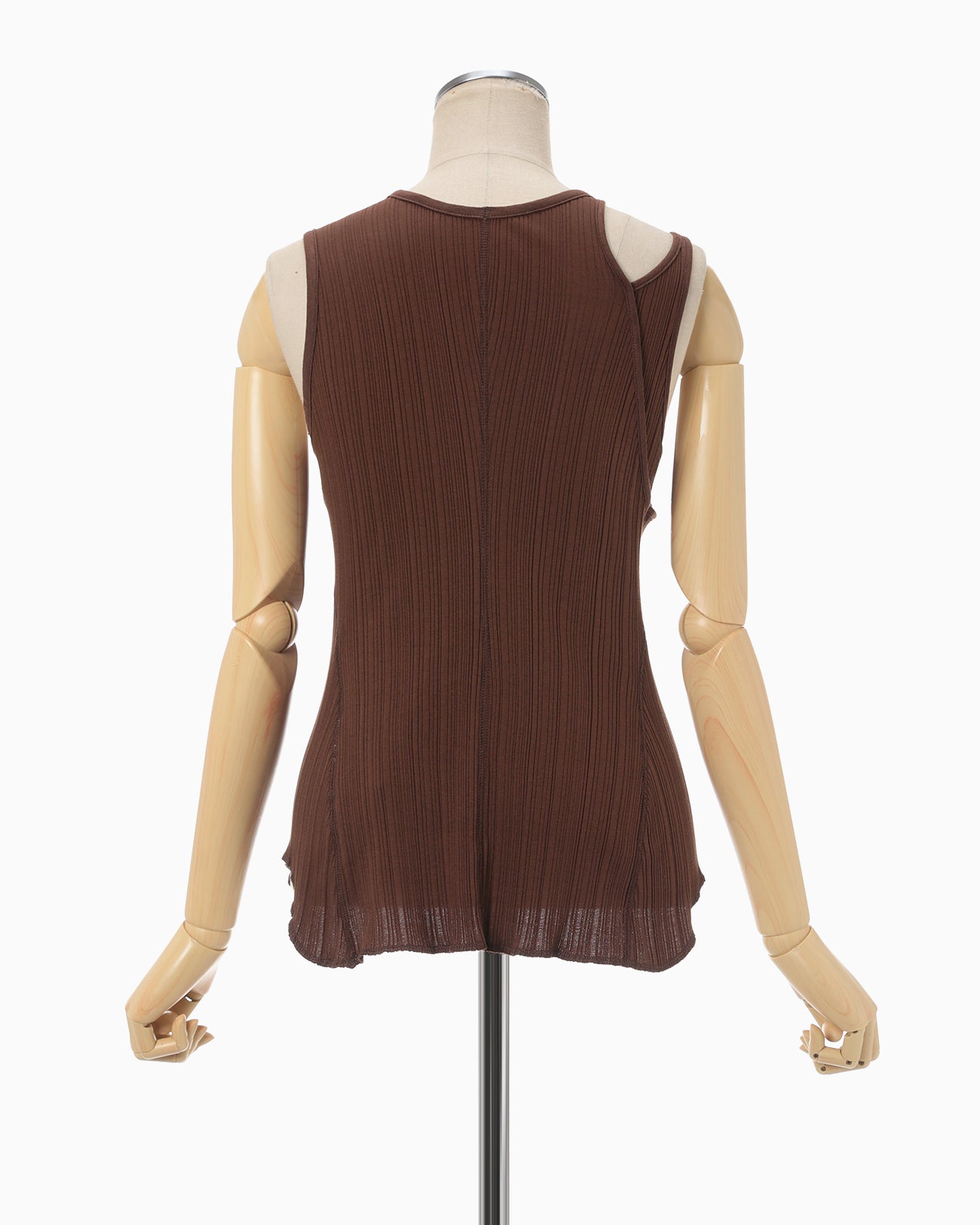 Random Ribbed Organic Cotton Sleeveless Top - brown