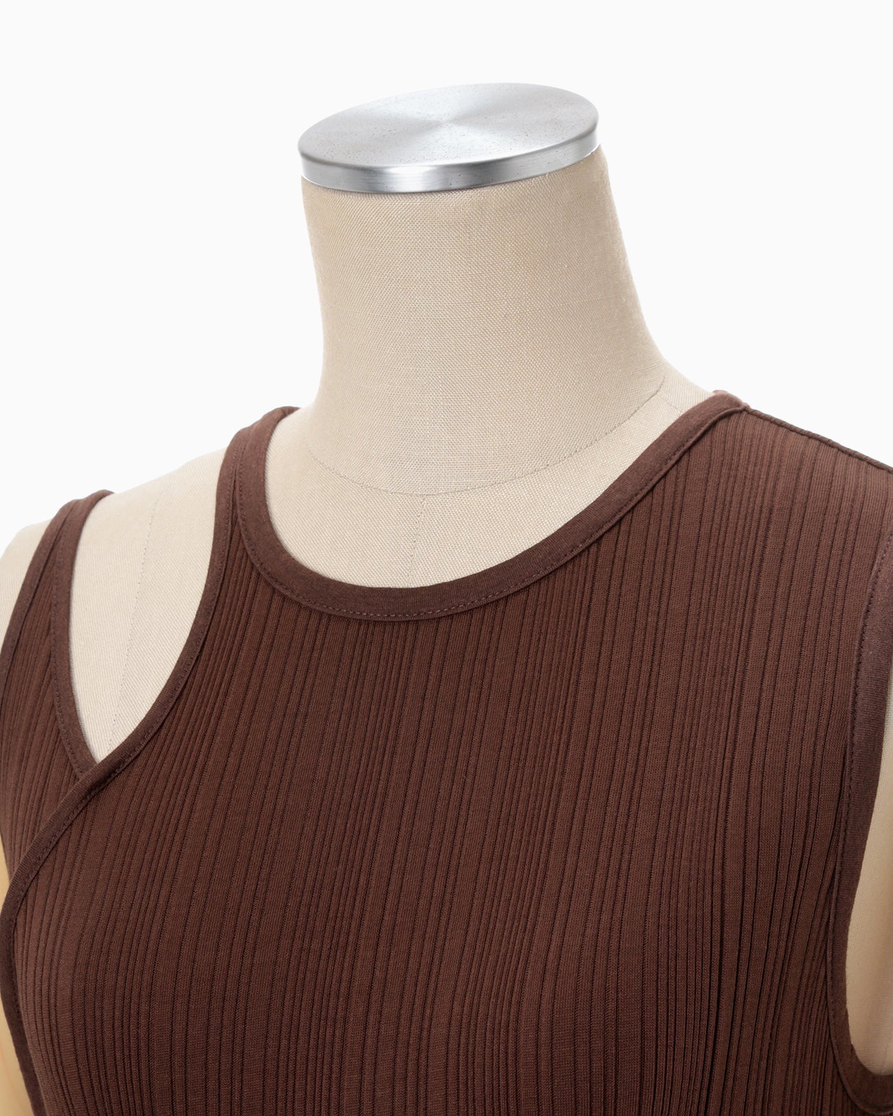 Random Ribbed Organic Cotton Sleeveless Top - brown