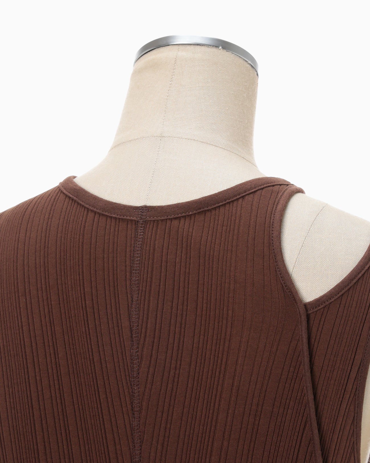 Random Ribbed Organic Cotton Sleeveless Top - brown