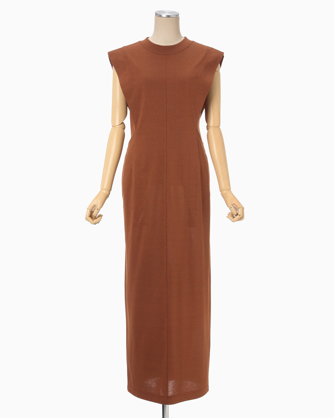 Cotton Jersey Sleeveless Dress - brown