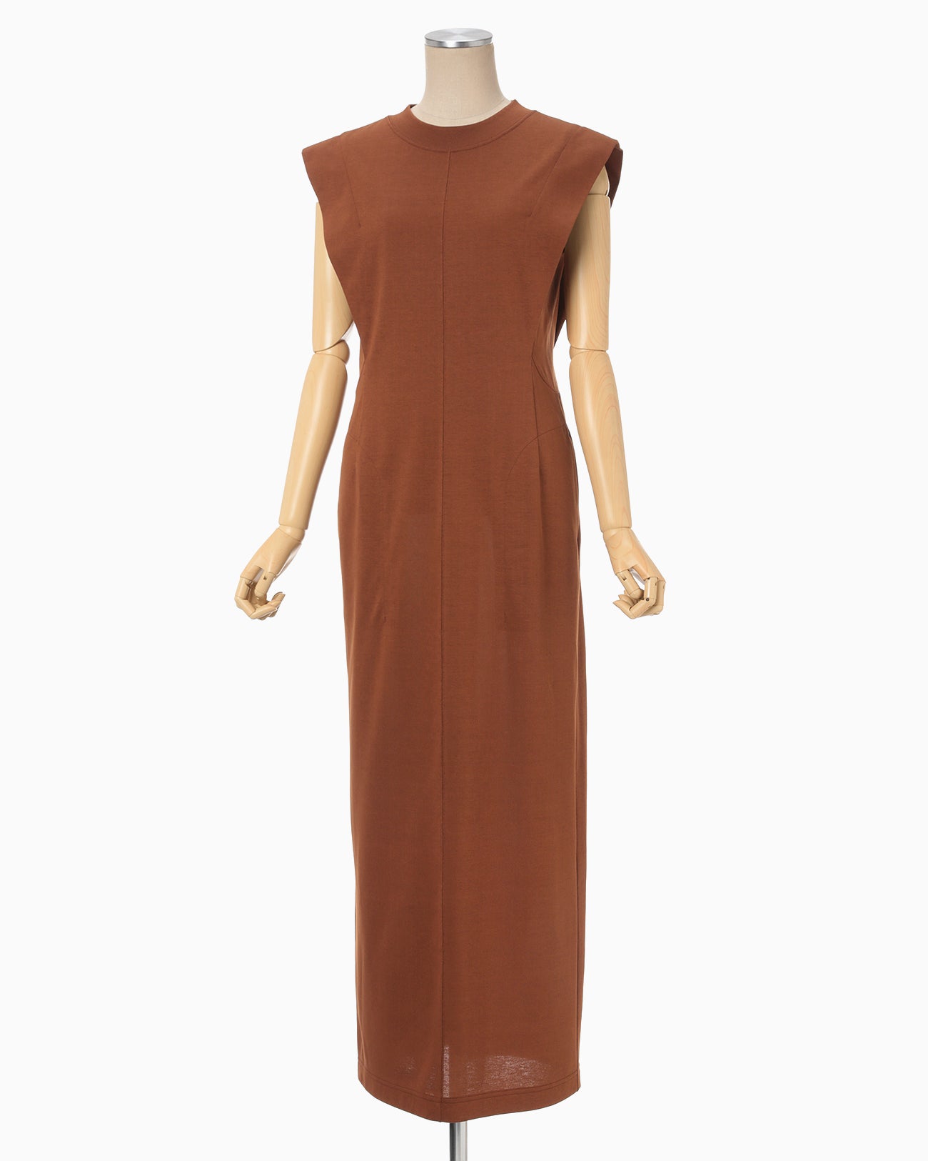 Cotton Jersey Sleeveless Dress - brown
