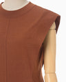 Cotton Jersey Sleeveless Dress - brown