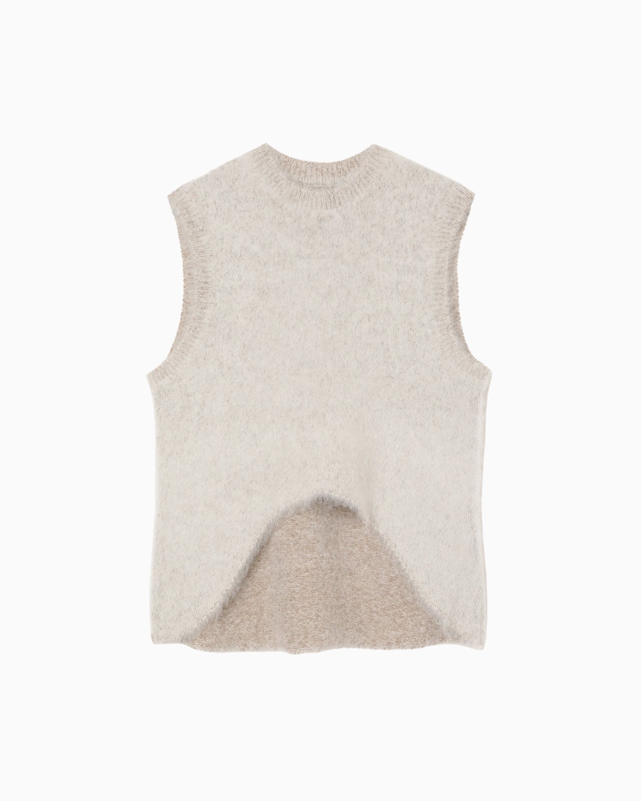 Brused Alpaca Sleeveless Knitted Top - beige