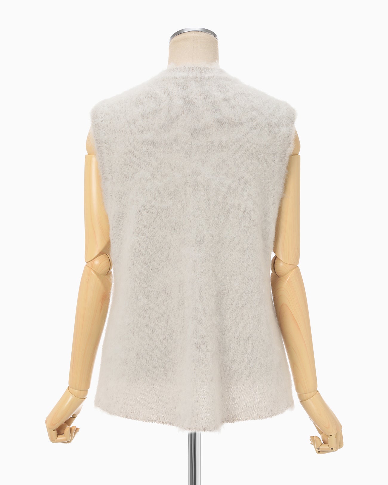 Brused Alpaca Sleeveless Knitted Top - beige