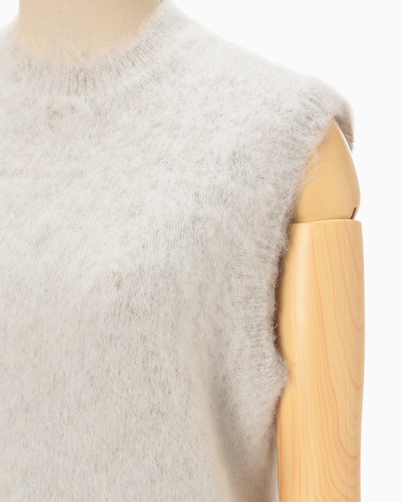 Brused Alpaca Sleeveless Knitted Top - beige