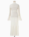 Lace Stripe Knitted Dress - white