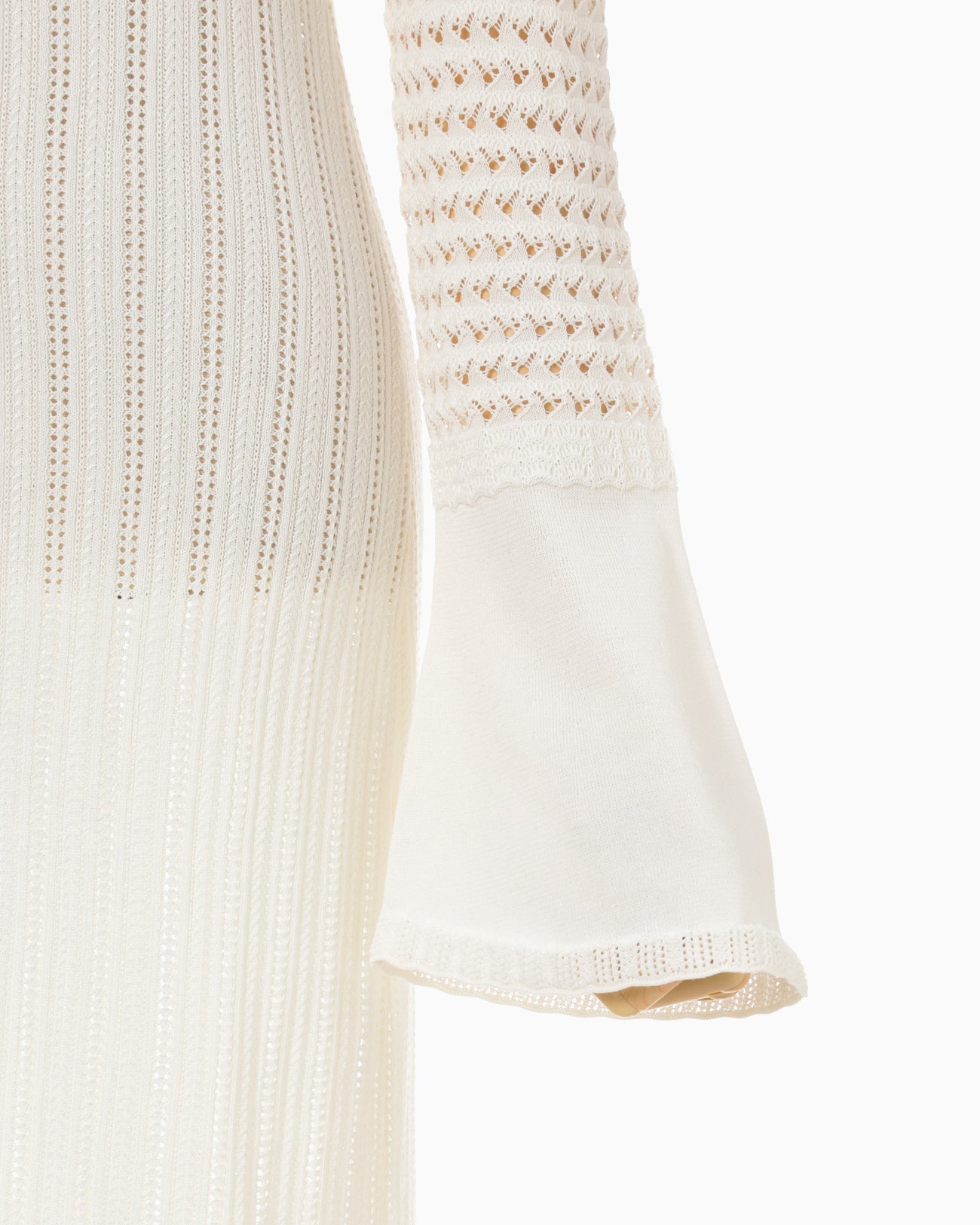 Lace Stripe Knitted Dress - white